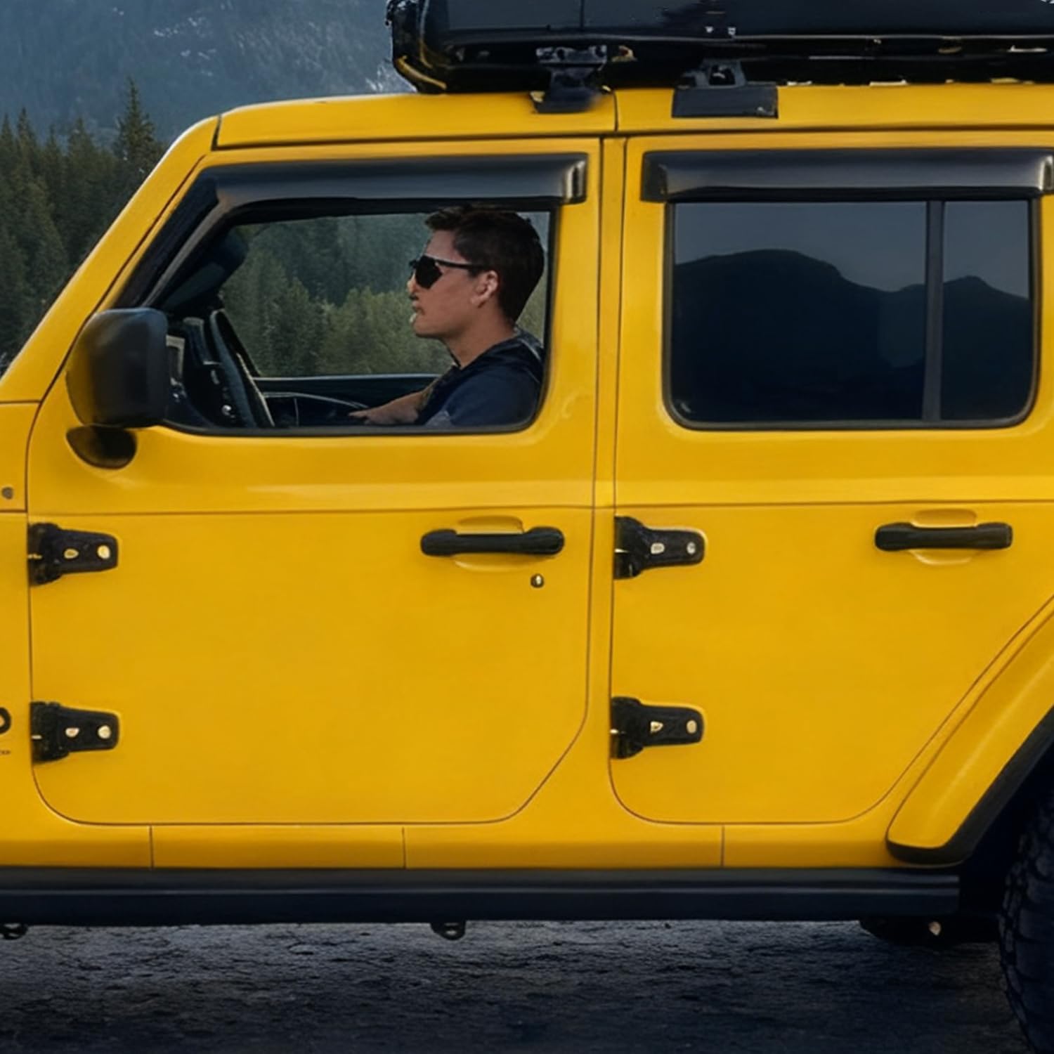 4Pcs Tape On Side Window Rain Guards Window Visors Vent Deflectors Compatible with 2008-2018 Chrysler Town Country/Dodge Grand Caravan, Wind Deflector Smoke 4PCS 94251