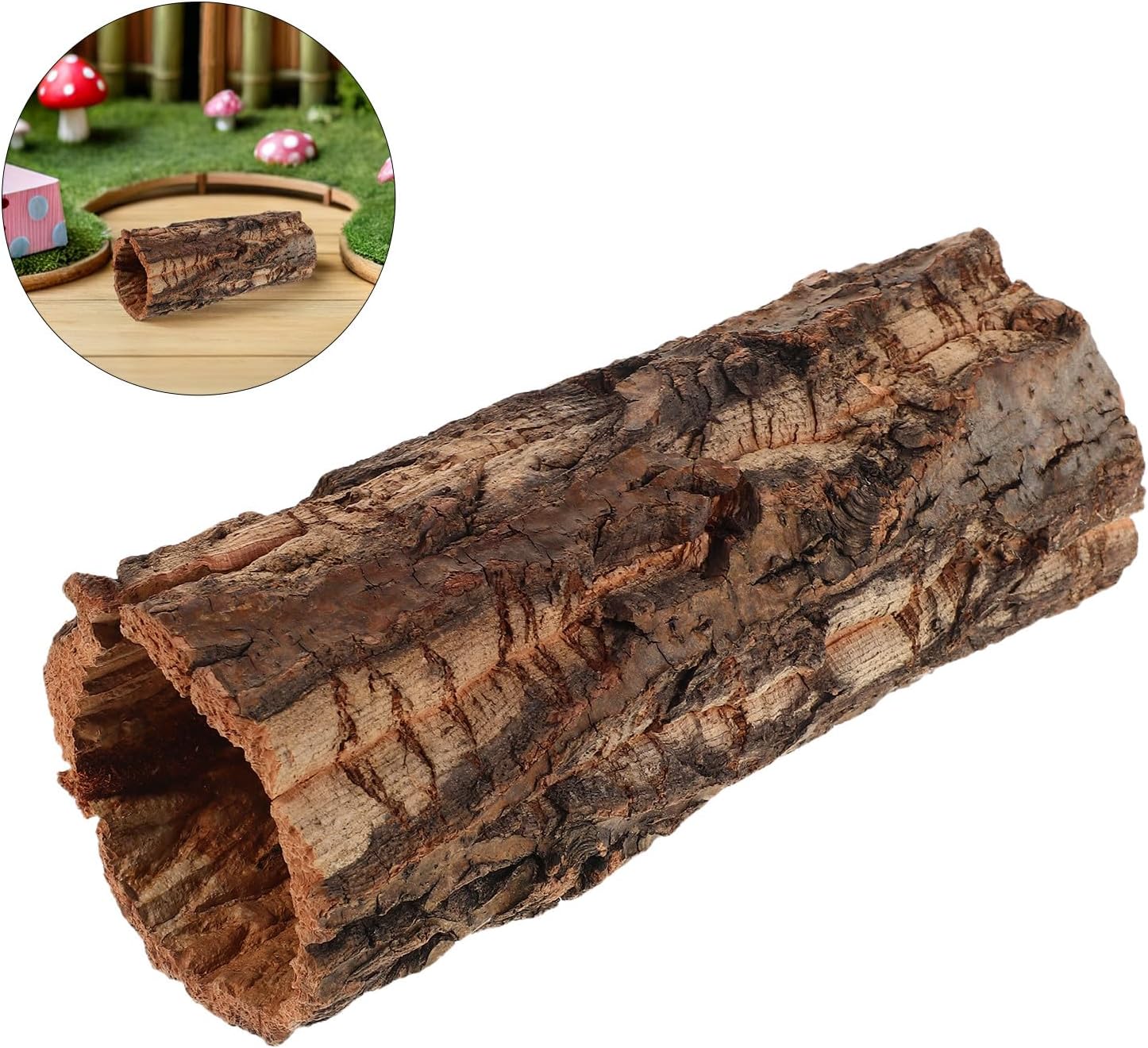 Veemoon Reptile Hide Cave,Cork Bark Hollow Tree Trunk Gecko Tank Climbing Accessories Terrarium Decor for Gecko Lizard Turtle Snakes Crabs - 7. 86 X 3. 14 Inch