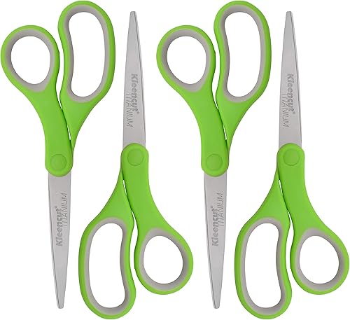 Westcott KleenCut - Tijeras de titanio de 8 pulgadas con mango ergonómico duradero (paquete de 4)