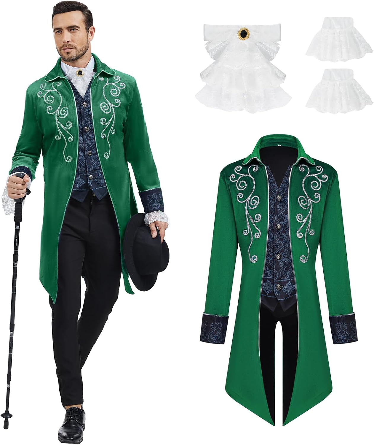 Men Medieval Steampunk Tailcoat Jacket Gothic Victorian Frock Coat Uniform Halloween Party Cosplay Gentleman Costumes