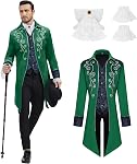 Men Medieval Steampunk Tailcoat Jacket Gothic Victorian Frock Coat Uniform Halloween Party Cosplay Costumes