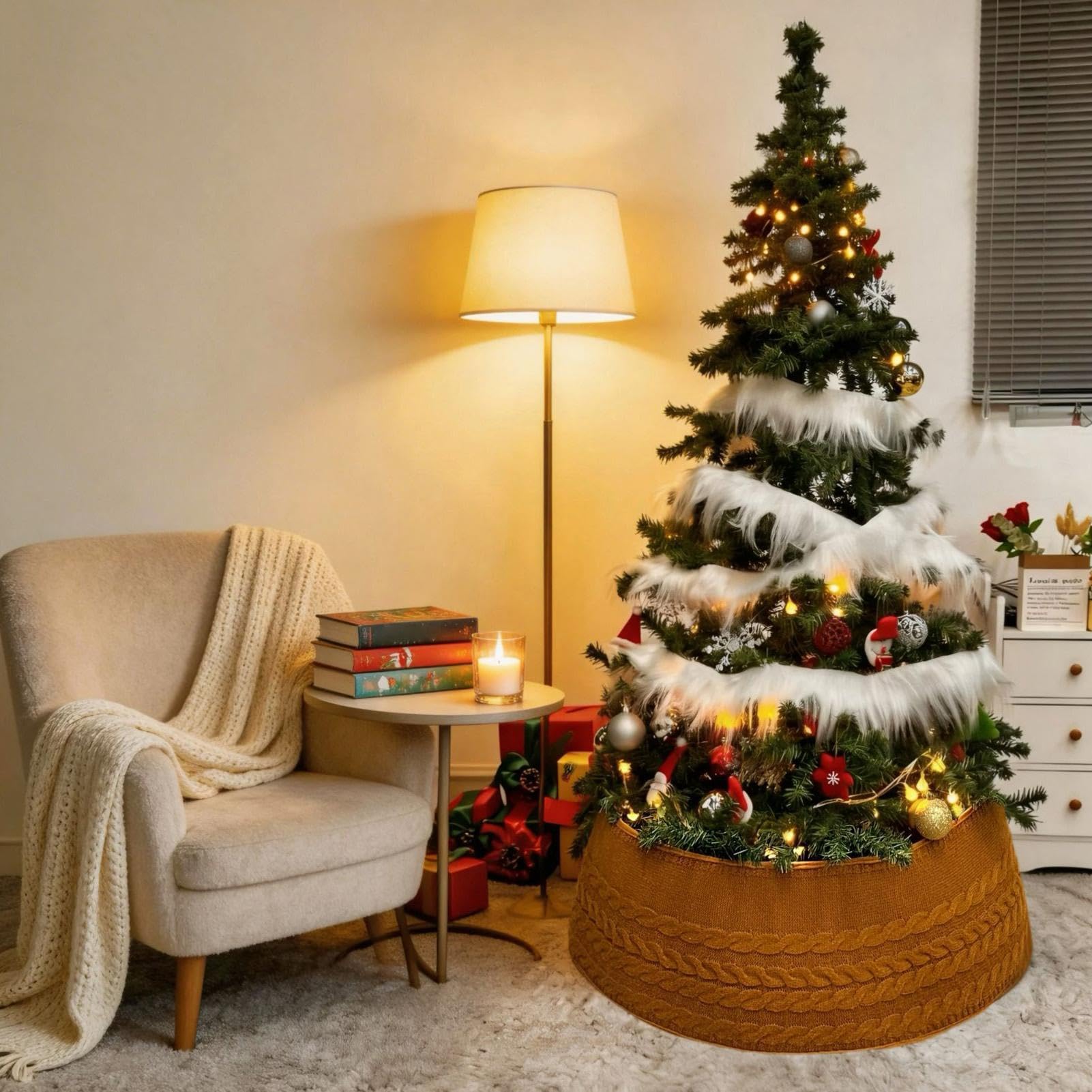 Weihnachtsbaumkragen Runder gestrickter Winterfest-Deko-