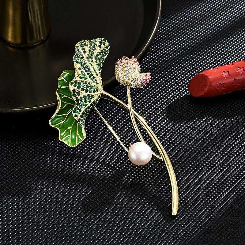 Image of Flower Brooch Pin - Rhinestone Flower Pin 18k Gold Plated - Thanksgiving Day, Birthday, Wedding Gifts for Mom, Wife
