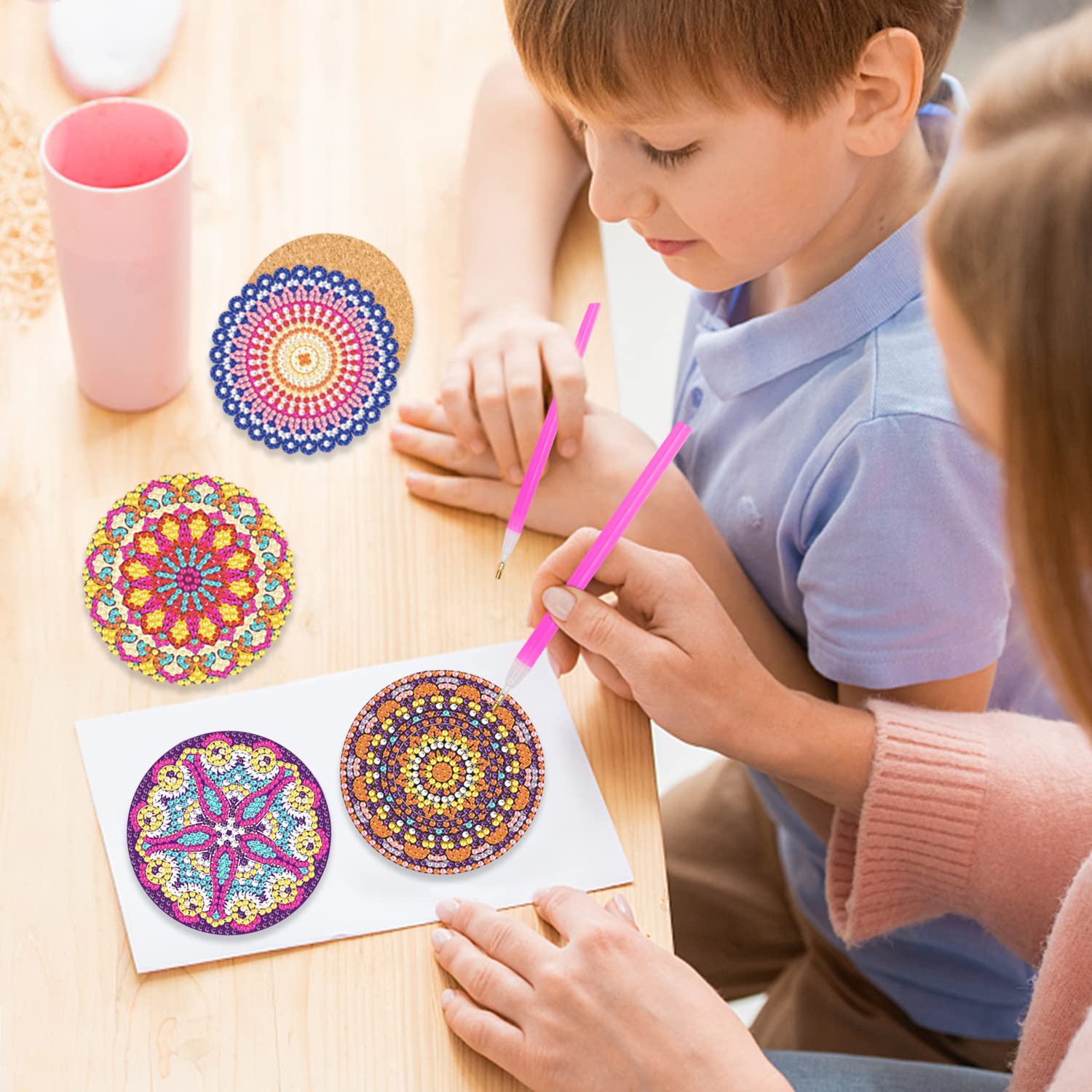 Kit 8 Sottobicchieri In Sughero Per Pittura A Diamanti Fai Da Te