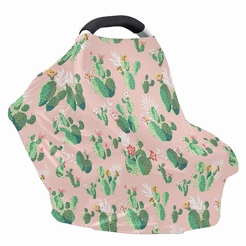 Miniatura 3 de Funda de asiento de automóvil infantil de cactus para bebé, funda elástica para carrito de compras, funda protectora transpirable para portabebés