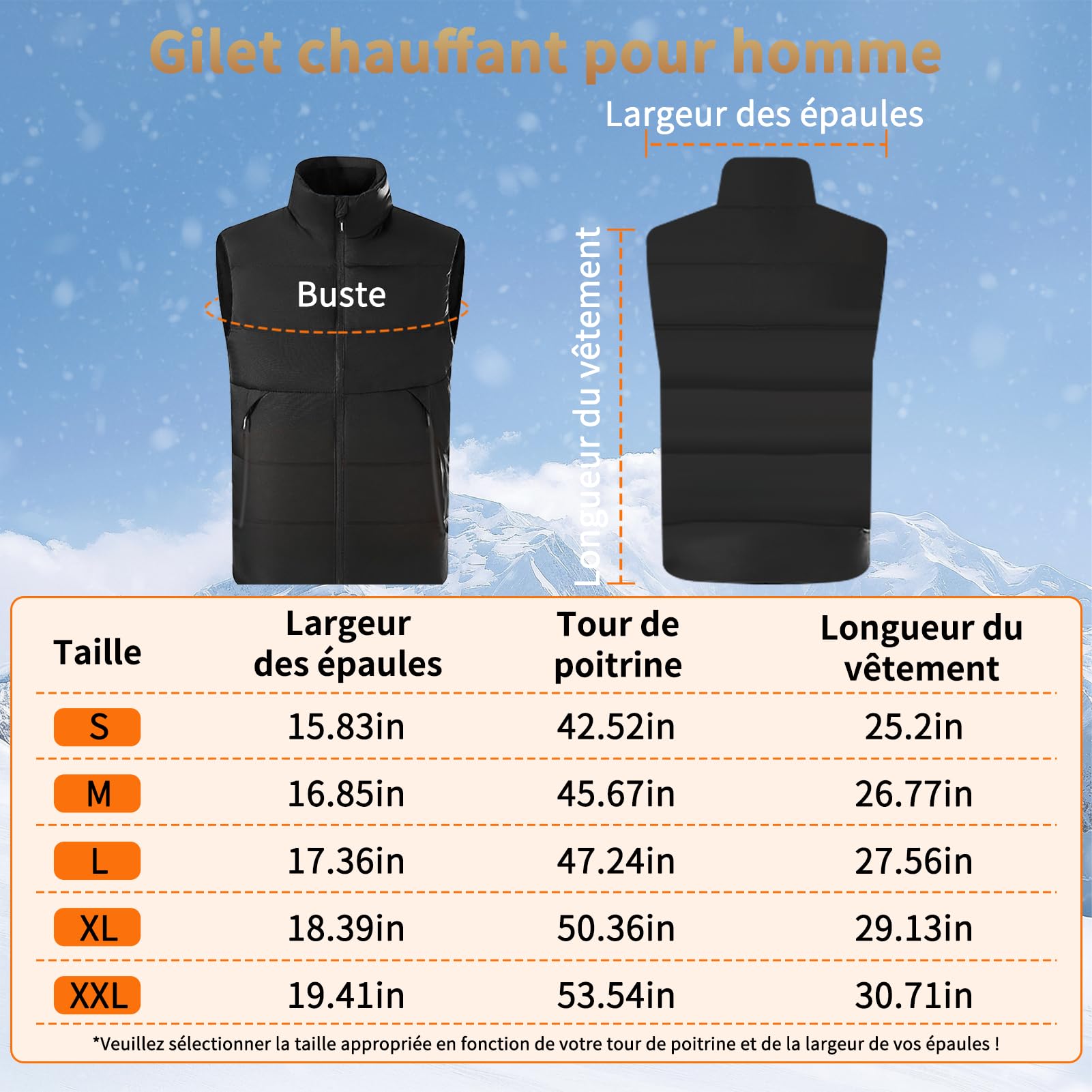 Chaleco Calefactable Hombre con Batería USB 10000mAh, 3 Temperatura Ajustable con 15 Zonas Calefactables, Chaqueta Térmica para Deportes Motorizados Viajes al Aire Libre Ciclismo Esquí