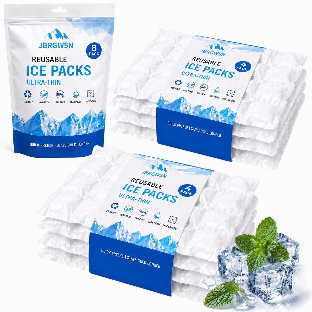 Photo 1 of 2 Pack Reusable Ice Sheets for Coolers 17 x 11 Inch Flexible Cuttable Ice Pack Sheets Freezer Packs for Lunch Boxes Camping Fishing Picnics Travel Food Transport and Beverages (2Pcs)
