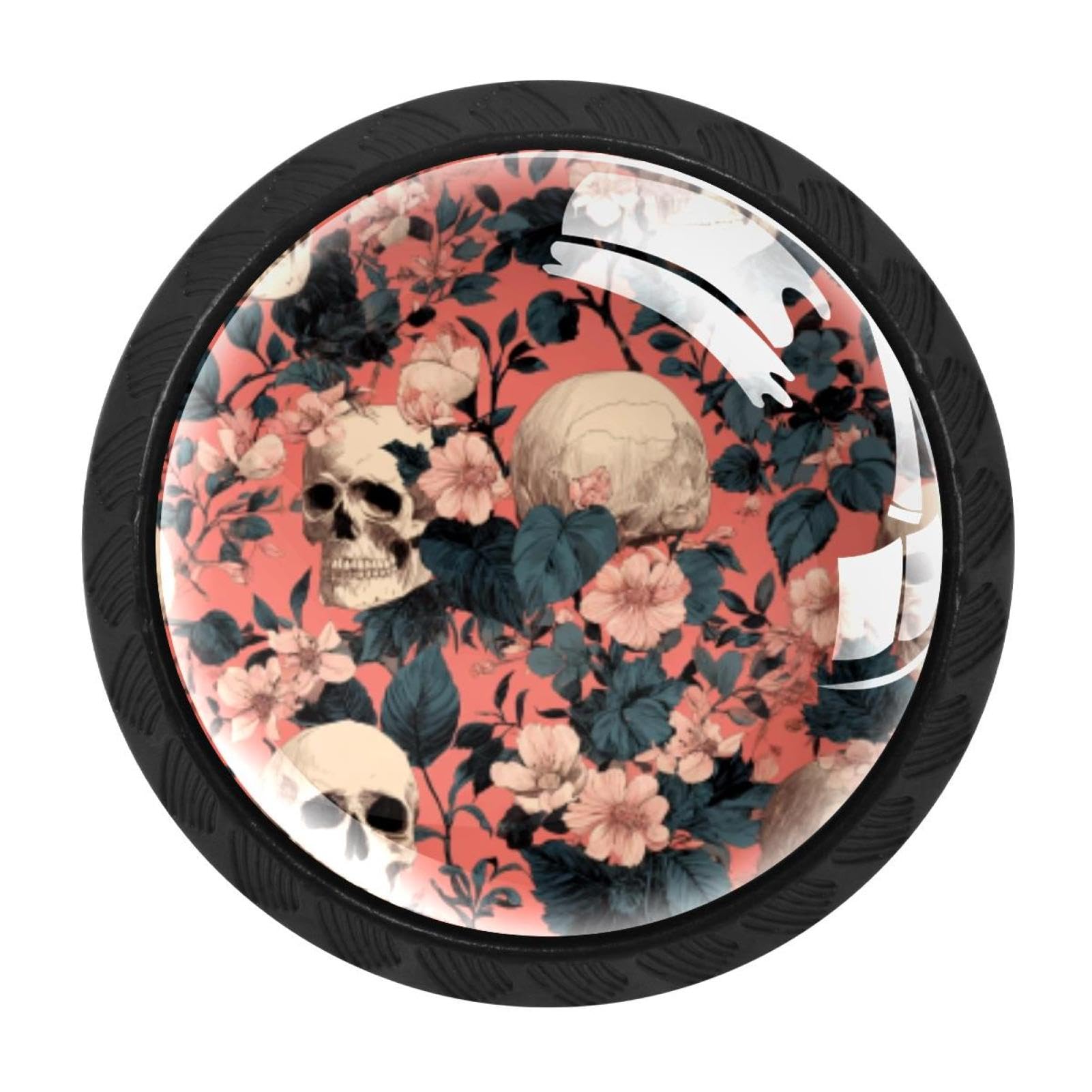 CHENZZZZ 4 Pieces Skull Pattern Drawer Knobs, 35mm Black Cabinet Knobs, Drawer Pulls and Knobs, Dresser Drawer Knobs, Cabinet Hardware Kitchen Cabinet Knobs