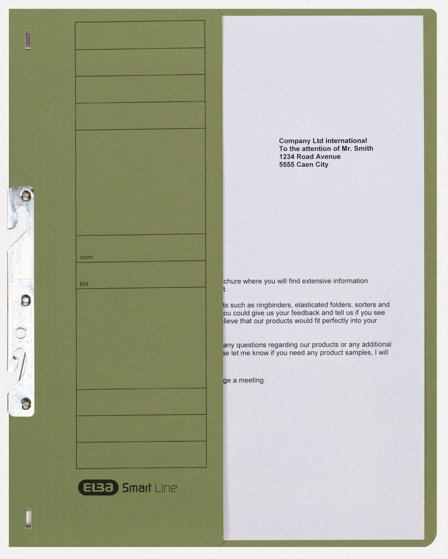 Elba 22421GN - Carpeta clasificadora con ranuras (250 g/m², cartón manila, aproximadamente 200 hojas A4, media cubierta frontal, 50 unidades), color verde