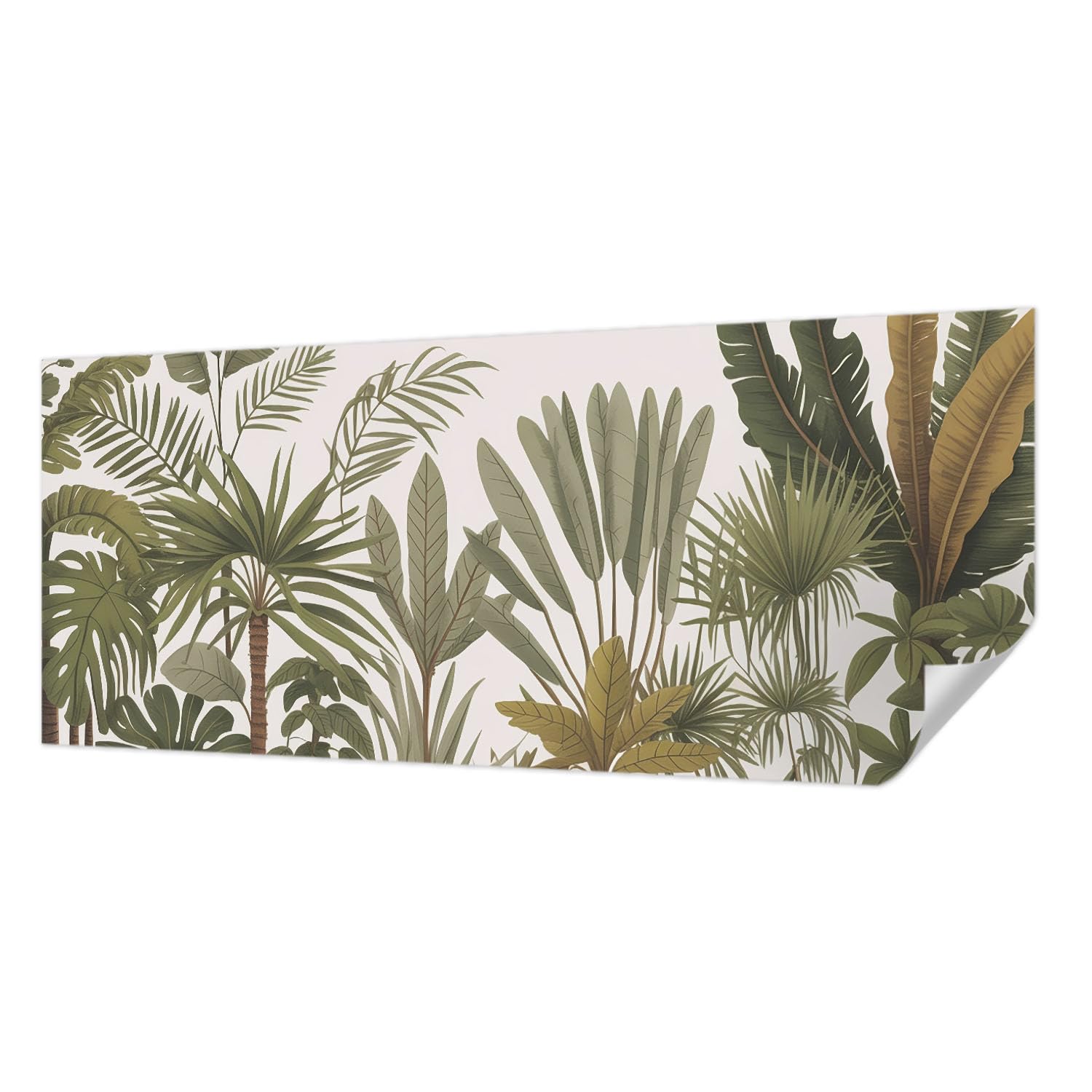 Papier peint adhésif panoramique 250x104 cm à motifs feuilles exotiques pour salon