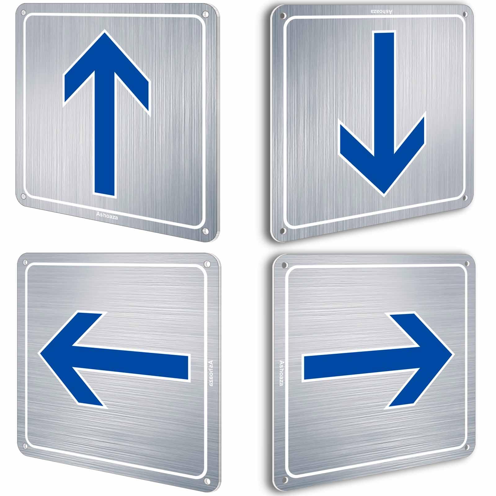 Right Arrow Signs Outdoor | 4 Pack 6" x 6" Reflective Brushed Aluminum | Post It Arrows | Square Directional Signs with Adhesive | Use for Wedding This Way Sign