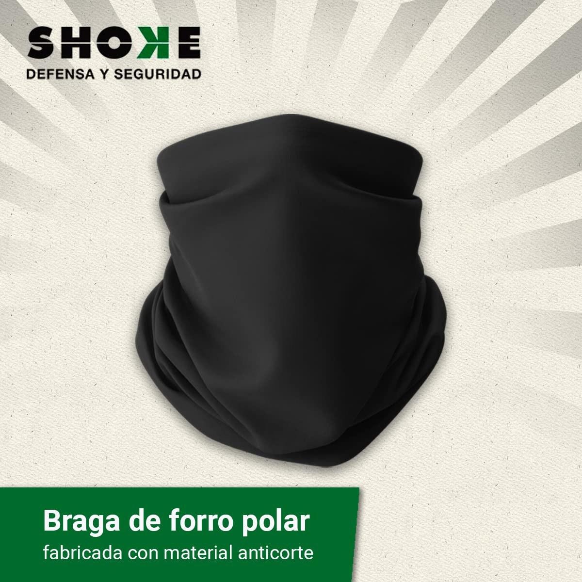 SHOKE Braga Polar para el Cuello Cortavientos - Cubrecuello deal para el Senderismo y Trekking - Material Anticorte Táctico para tu Seguridad - Negra