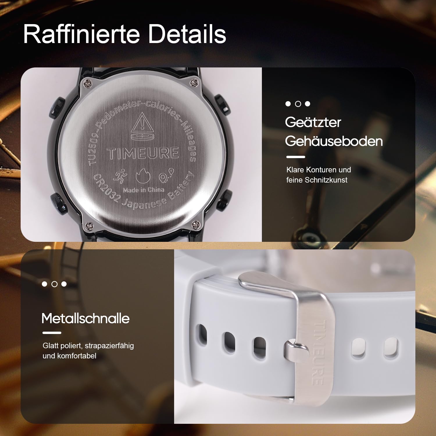 Schrittzähler Uhr für Damen, Schrittzähler zum Gehen, Keine App/Telefon erforderlich, wasserdichter Fitness-Kalorientracker, Distanzverfolgung, Alarm, große Digitalanzeige, Uhr, TU-2509