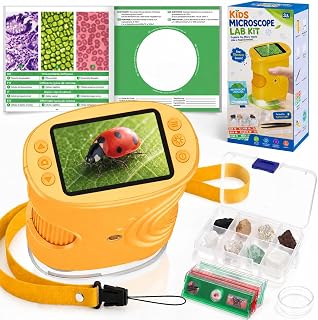 Digitales Mikroskop für Kinder mit 1000-facher Vergrößerung – Taschenmikroskop mit Objektträgern, Foto- und Videoaufnahme, für Garten, Wald und Experimente, Geschenk Spielzeug ab 3-12 Jahre Jungen