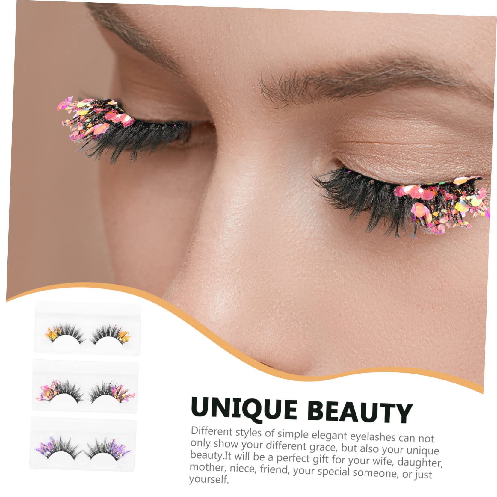 FOMIYES 4 Set Di Ciglia Finte Riutilizzabili Ciglia Finte Naturali 5 Stili Accessori Per Il Trucco Per Natale E Halloween 3 Paia * 4