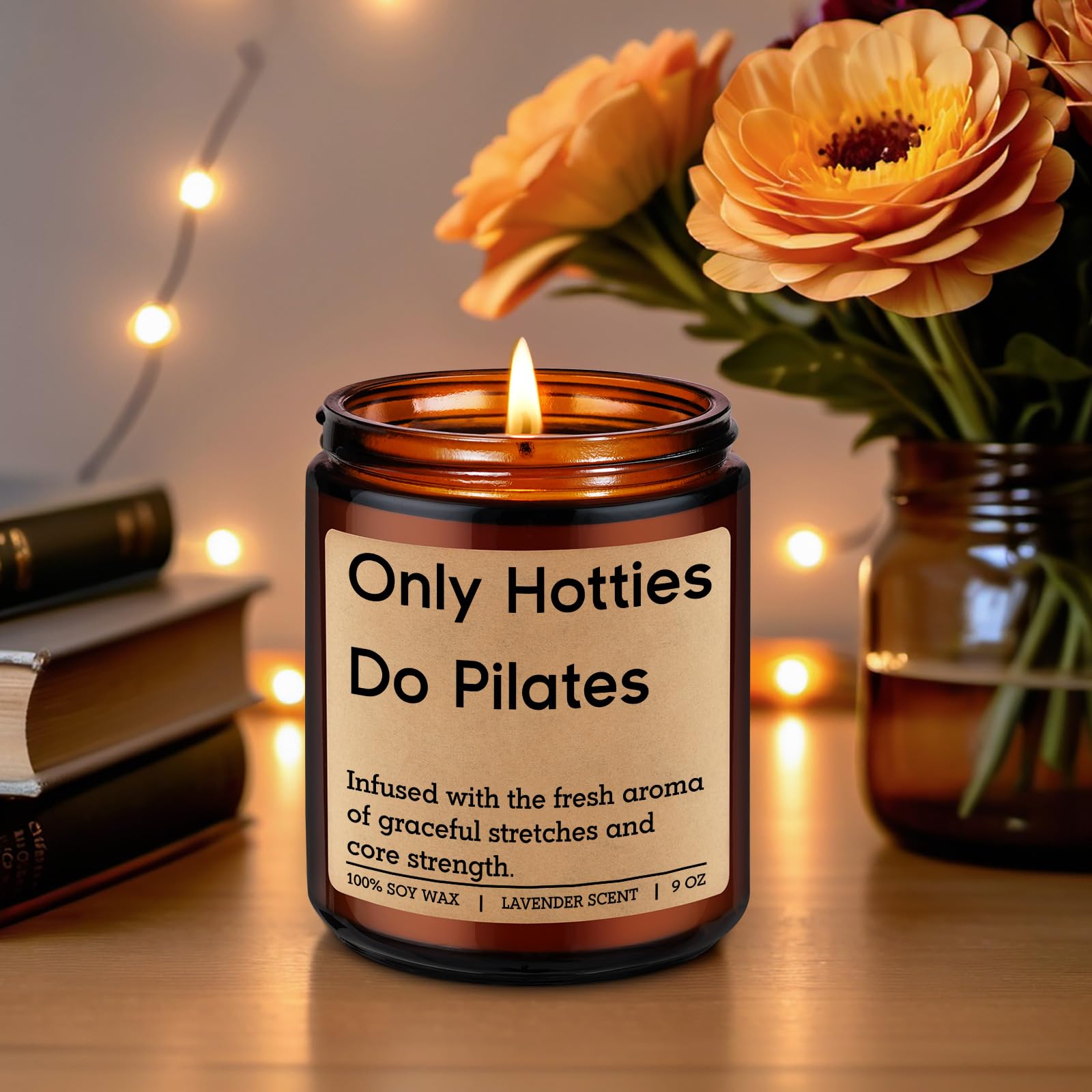 GSPY Scented Candle, Pilates Gifts for Women, Men - Gym, Workout, Fitness Gifts for Friend, Mom - Funny Mothers Day, Birthday, Appreciation Ideas for Pilates Instructor, Reformer, Studio, Lover, Girl
