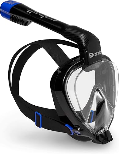 COBALT Tuvalu Máscara de esnórquel de cara completa, respiración fácil y segura, vista panorámica de 180 grados, juego de snorkel antivaho con