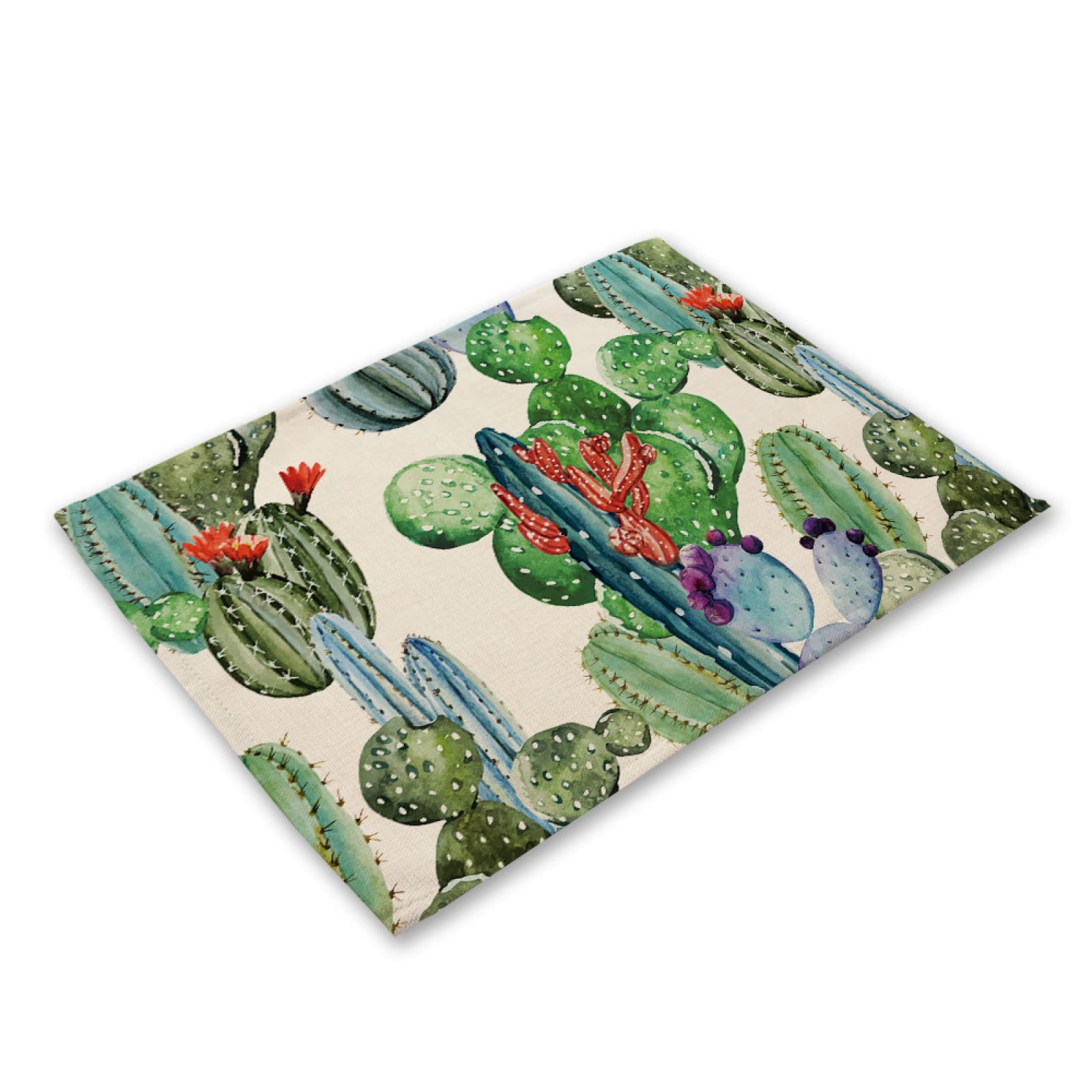 Manteles Individuales Cactus Salvamanteles Individuales Juego de 8,Antideslizantes y Resistentes Al Calor, para Casa Cocina Mesa de Comedor Plato de Cena 30X40Cm