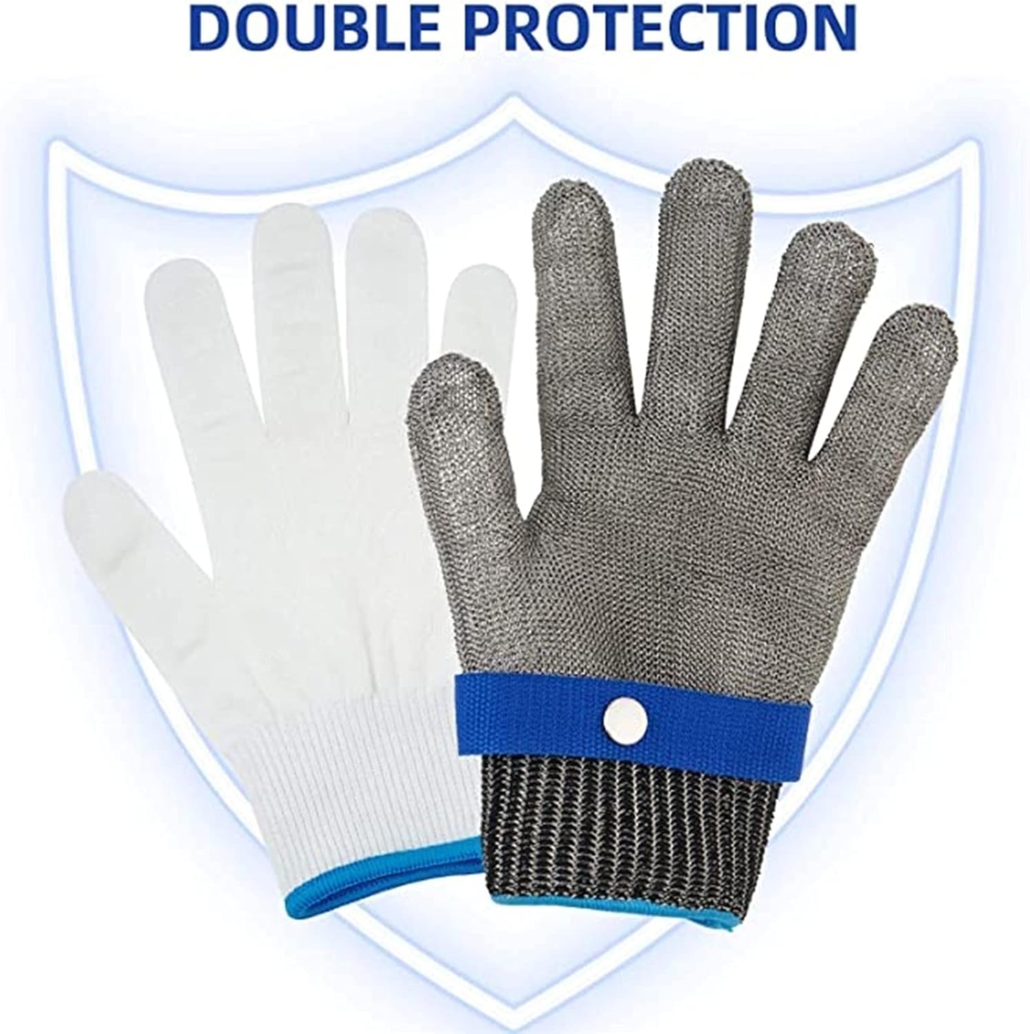 防刃軍手 チェーングローブ 頑丈な金属のステンレス鋼のカット抵抗性の手袋、グレード5の保護鋼線の安全作業手袋 (Color : 3p