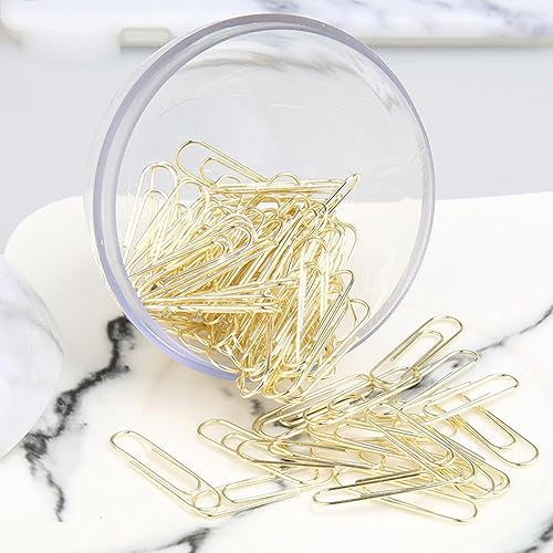 Miniatura 7 de Soporte magnético para clips de papel, dispensador de clips de papel de mármol con clips de papel dorados, 100 piezas de 1.1 pulgadas (1.102 in),