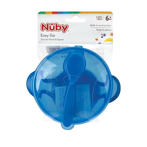 Miniatura 4 de Nuby Easy Go - Tazón de succión con tapa y cuchara a presión, los colores pueden variar