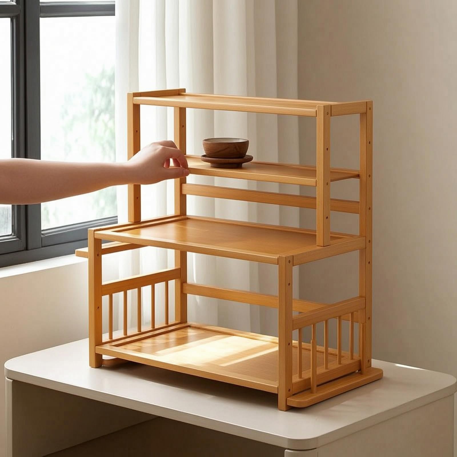 Yajuyi Scaffale da Cucina Mensola Ripiano Organizzatore Controcucina in Bambù con Struttura Aperta per Accesso E Ordine Immediati Adatto a Spazi Ridotti Piani di Lavoro Cucine Domestiche