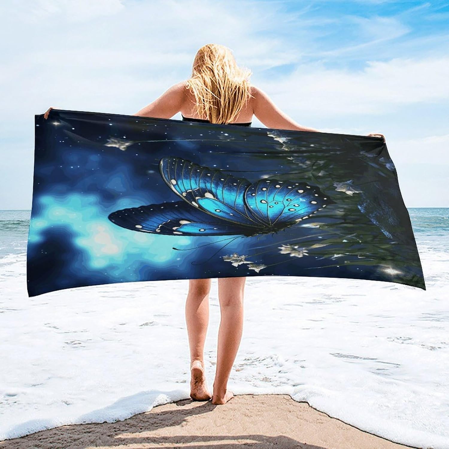 Butterfly Night Towel Vacation Accessories Essentials Soft Lighterweight，Bath Towel for Adults Women Men，Bath Towels Gift for All Occasions, Machine Washable.