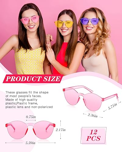 Miniatura 2 de Paquete de 12 lentes de sol de colores redondos sin montura transparentes de color caramelo, lentes de sol tintados, gafas de sol geniales