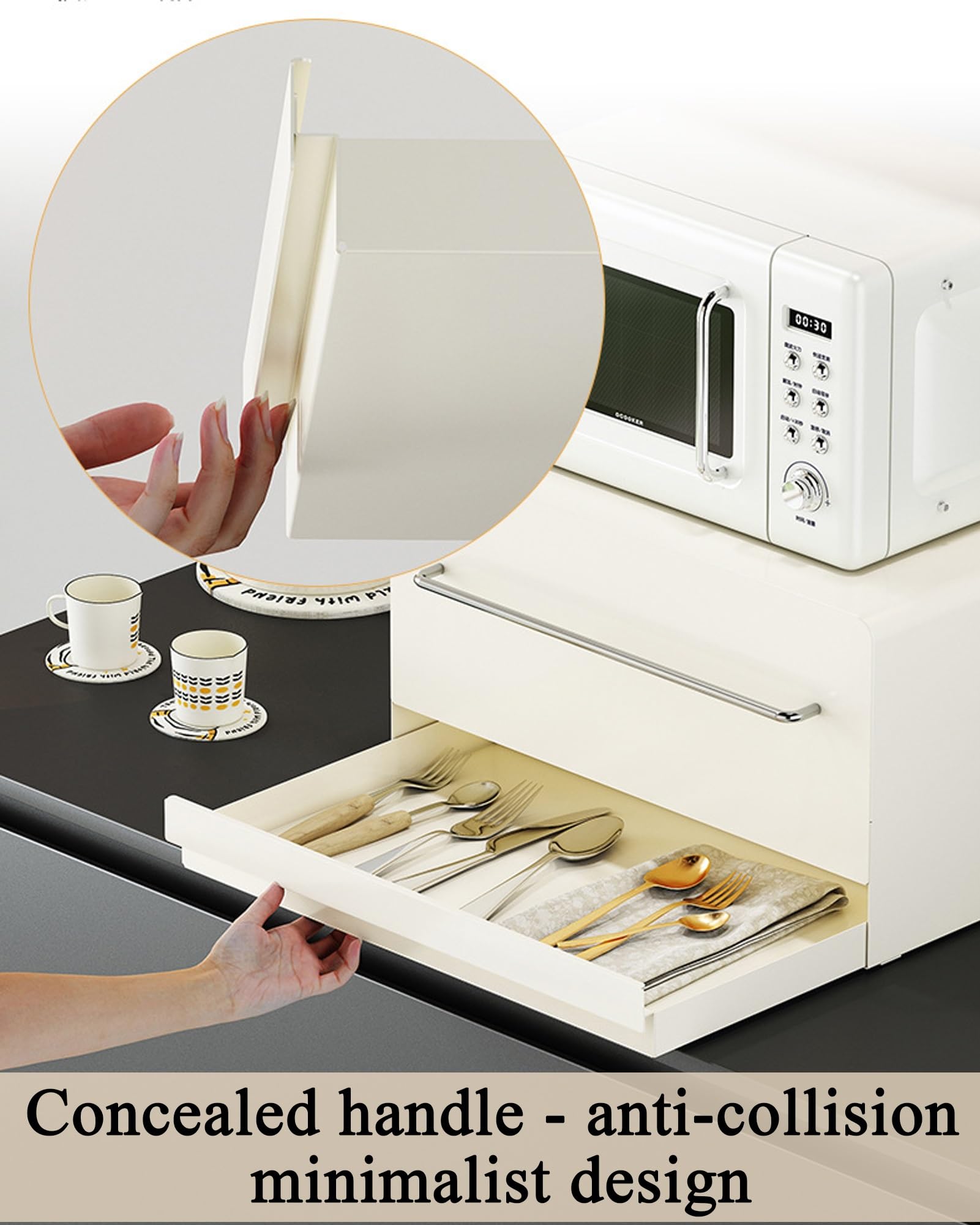 Arbeitsplatte Mikrowelle Backofen Regal & Kaffeemaschine - Platzsparender Schubladen-Aufbewahrungsschrank für Küche & Bürogeräte, Effiziente Desktop-Lösung
