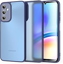 MIKULLE Mat Coque pour Samsung Galaxy A05S 4G avec 1 Verre trempé Protection, Antichoc Housse Case de PC Translucide Arrière avec Silicone TPU Bumper et Caméra Protecteur Etui - Bleu