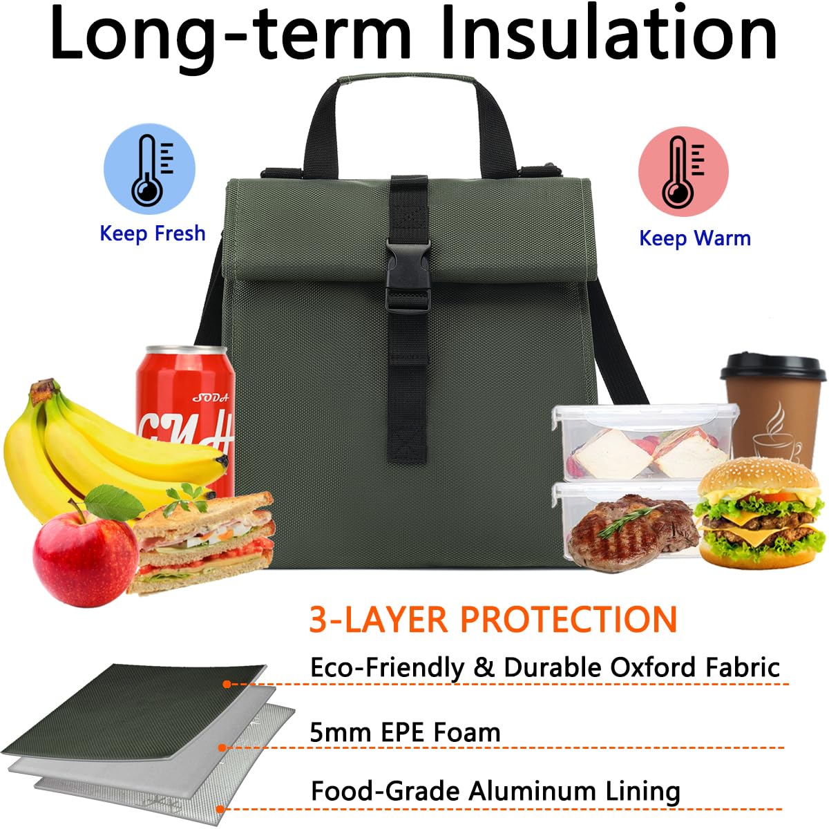 Kids Lunch Tasche – Isolierte Kühltasche 24x16x16 Cm, Mit Verstellbarem Schultergurt – Für Schule, Picknick, Camping