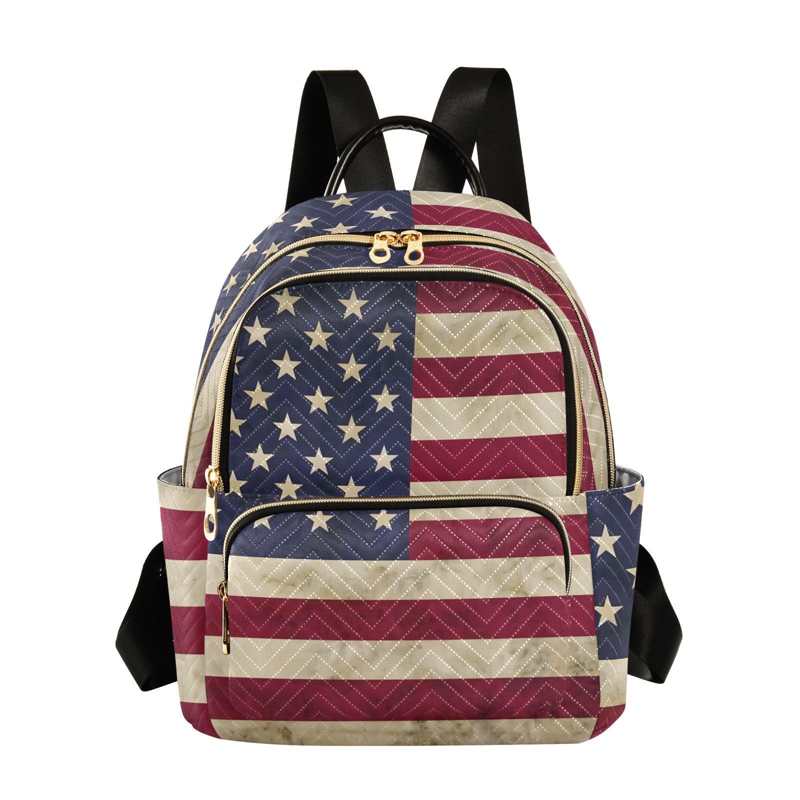 ALAZA Vintage American Flag Mini Backpack Purse for Women