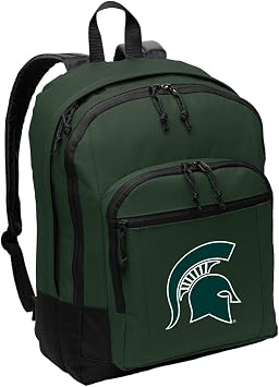 Broad Bay Michigan State University Backpack - MEDIUM SIZE - Classic Style MSU Spartans Backpack - Lightweight - Durable Green