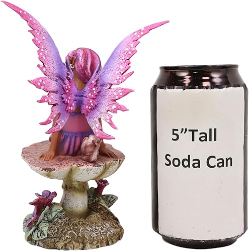 Miniatura 5 de Ebros Amy Brown manga gótica magenta hongo invertido ébano hada escultura estatua caprichosa bosque salvaje Toadstool Kingdom FAE Magic Fairy Garden