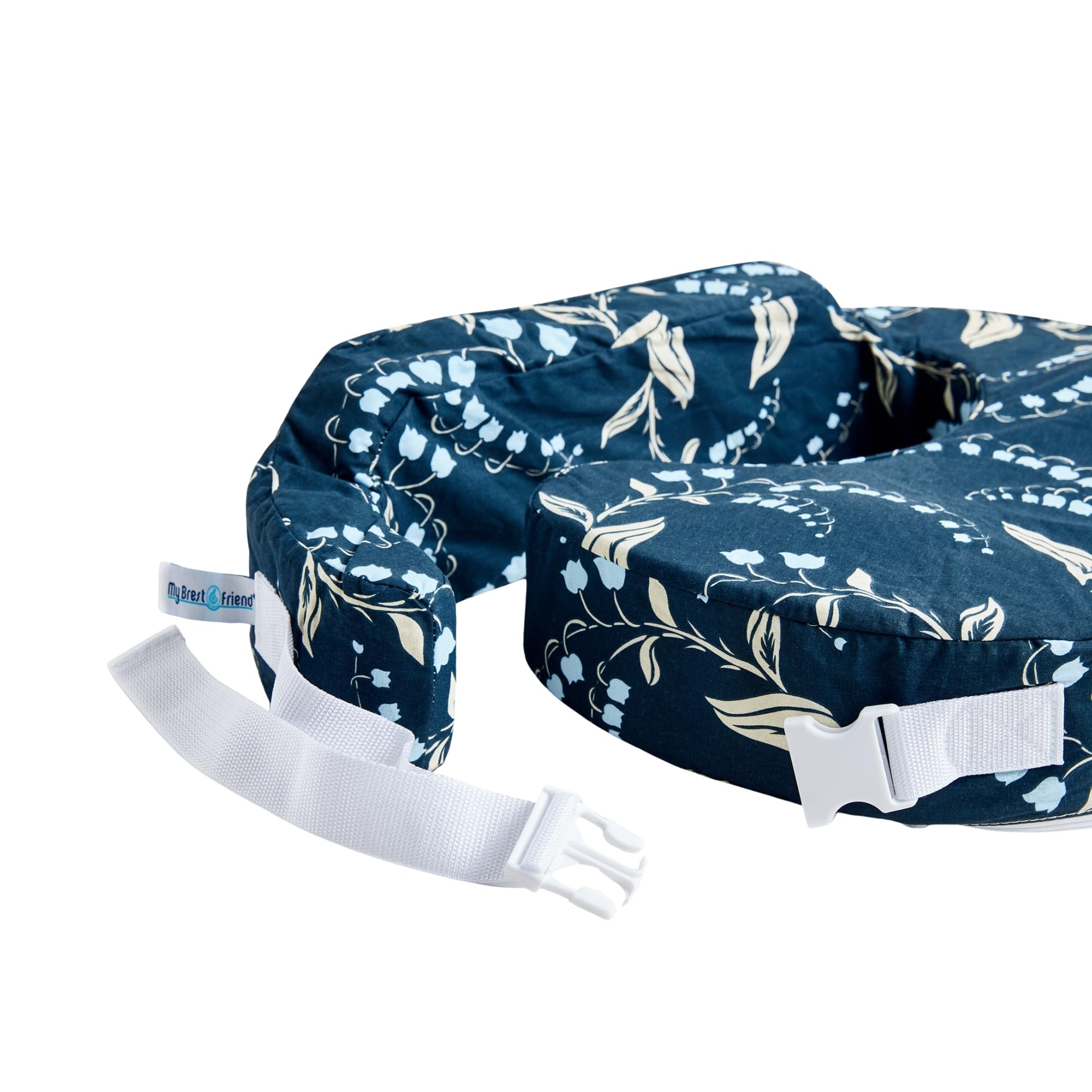 My Brest Friend Coussin d'allaitement original pour allaitement, allaitement et soutien de la posture avec poche et housse amovible, Bluebells bleu marine