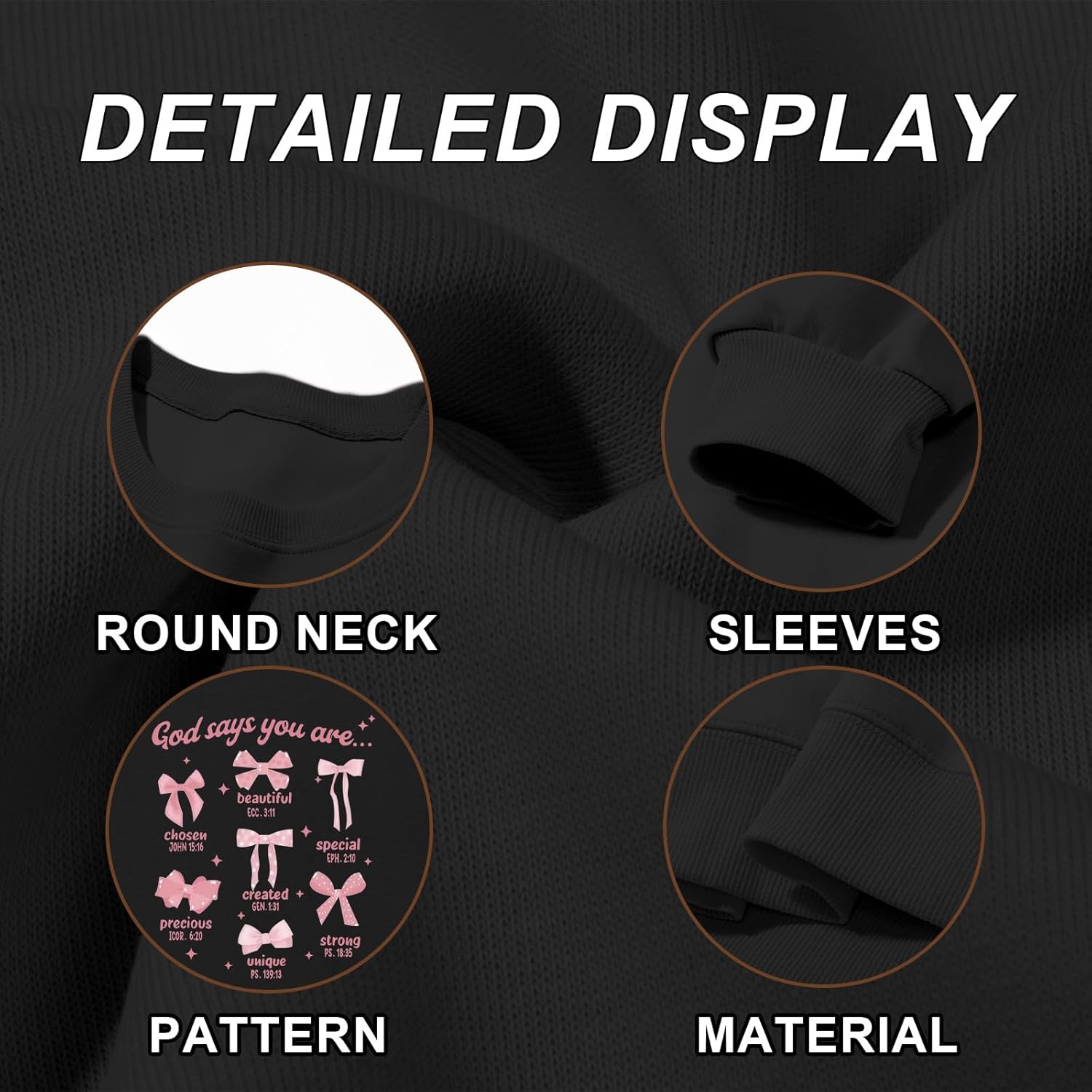 Christian Bow Sweatshirt for Women God Jesus Bible Verse Sweatshirts Cute Bow Graphic Coquette Long Sleeve Shirts - Image 7