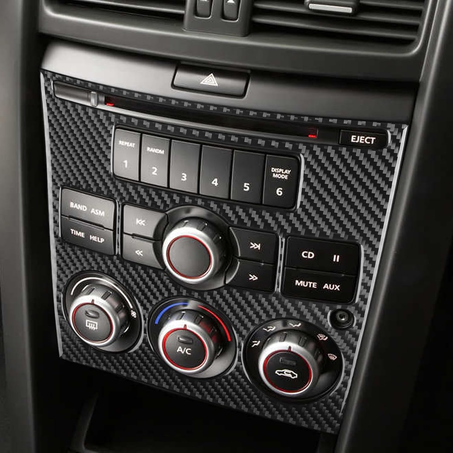 Car A/C CD Panel Sticker Center Console Trim Real Carbon Fiber Interior Decor Compatible with Pontiac G8 2008 2009/Holden Commodore 2006 2007 2008 2009 2010 Accessories Decal Black