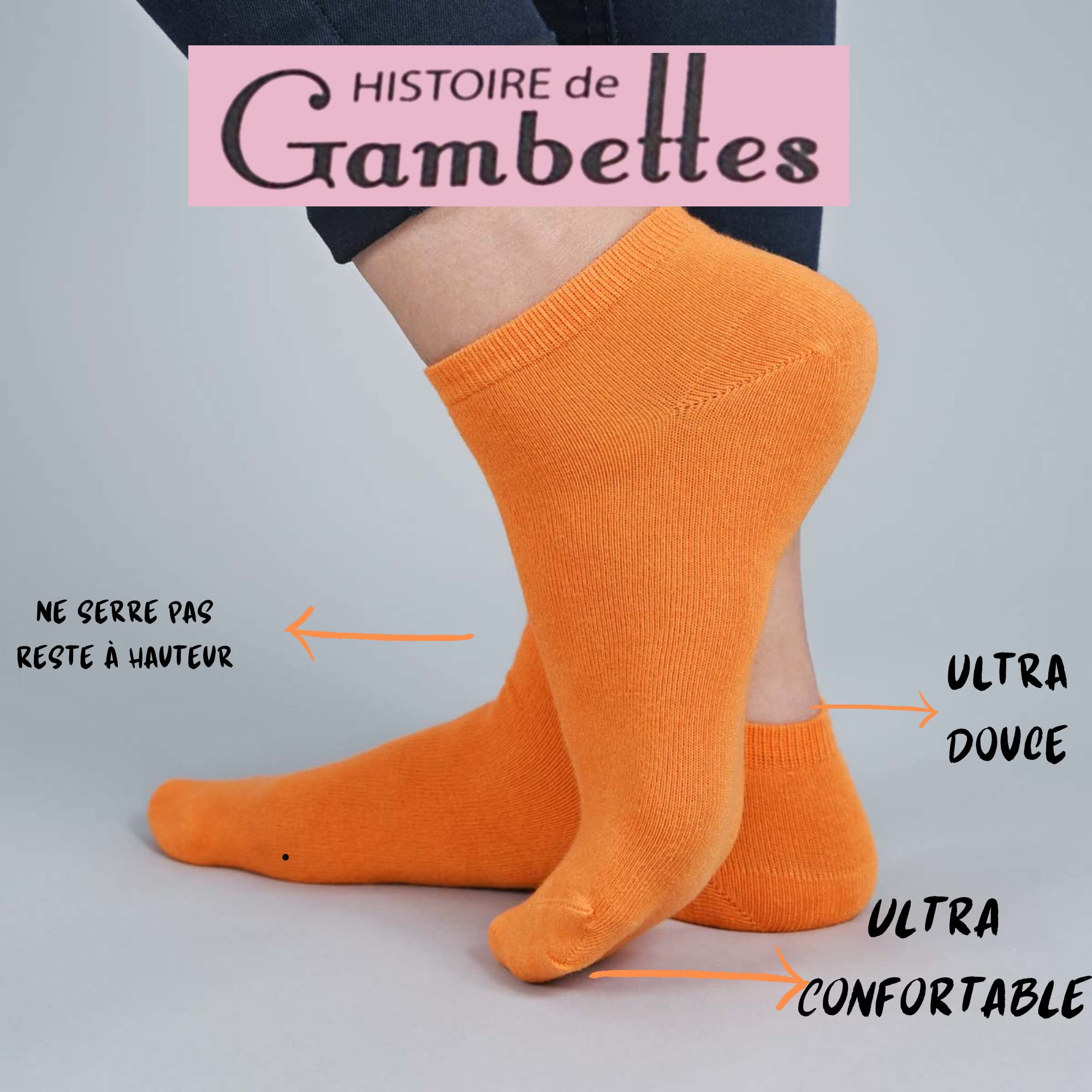 Soquettes Chaussettes Basses en Coton Femme - Taille 36-40 - Fabriquées en Europe - Lot de 10 paires – 8 Couleurs