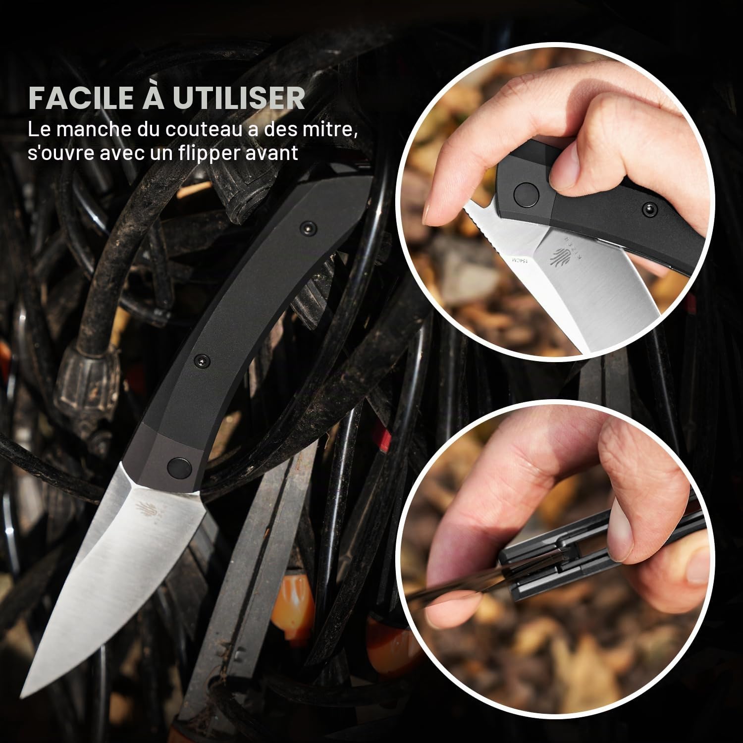 Kizer Momo Pocket Couteau Pliant, Lame 8CM Couteau Pliant de Camping, Manche en Aluminium Couteaux EDC pour Femmes et Hommes Cadeau V4663C1