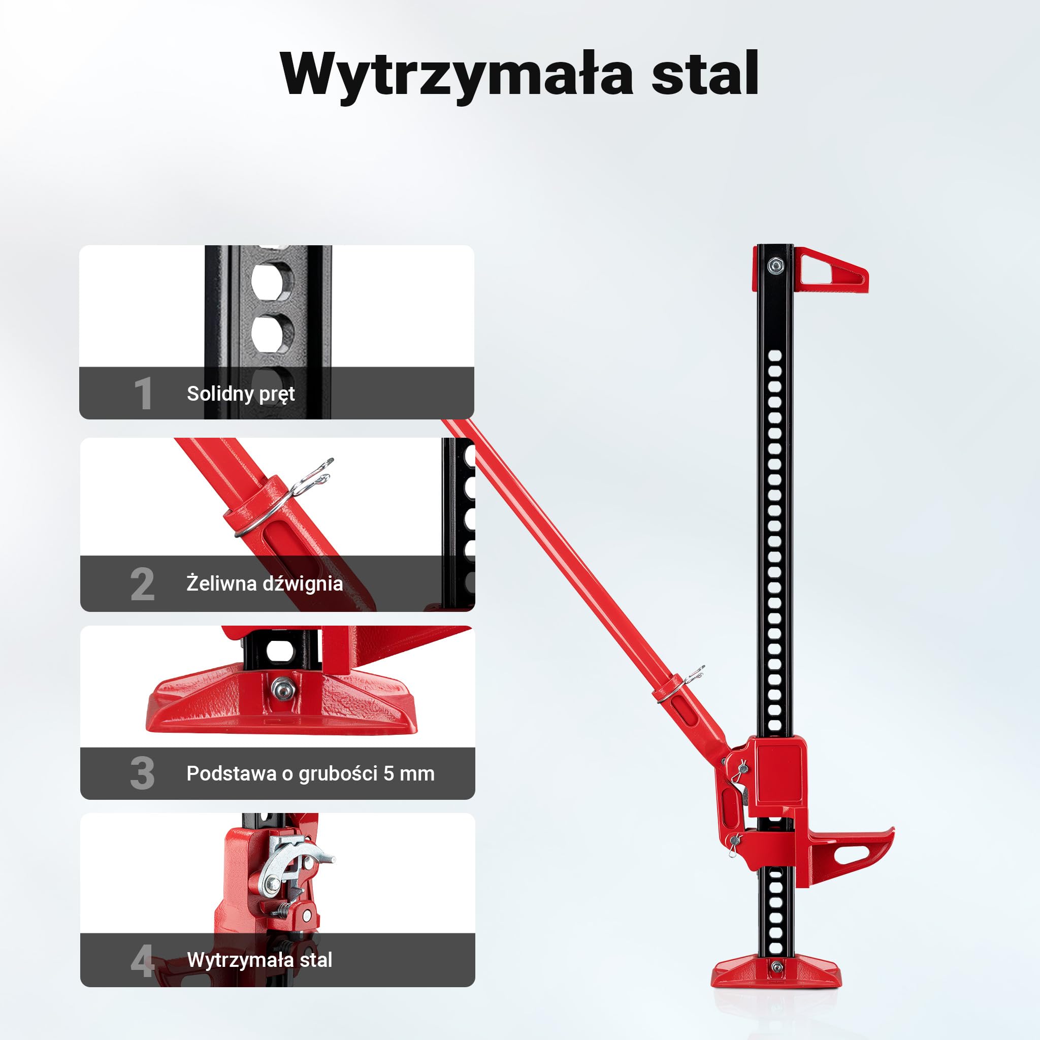 Wiltec Podnośnik farmerski 48" do 3000 kg udżwigu i maks. 105 cm wysokości podnoszenia, podnośnik terenowy do samochodów
