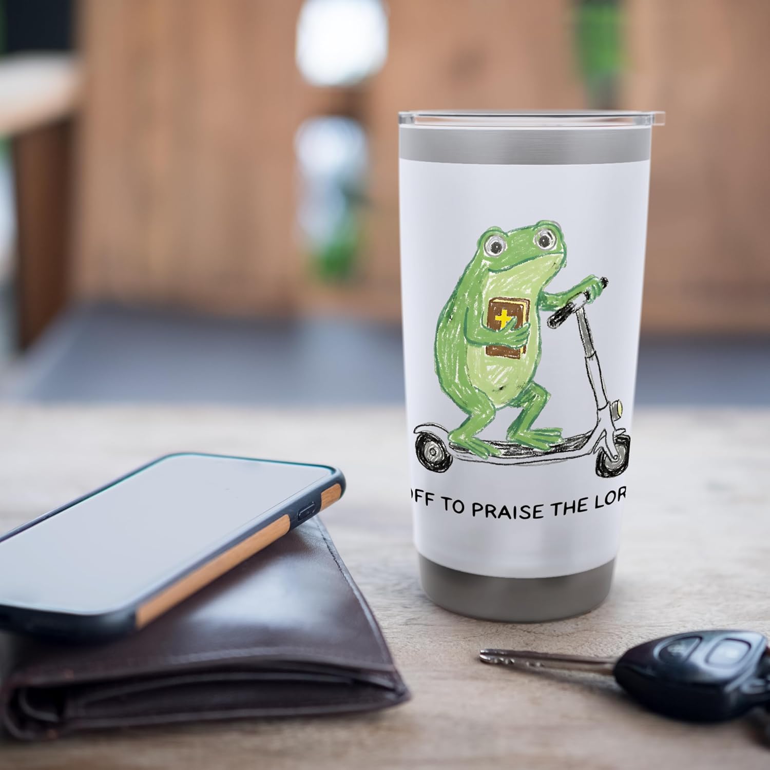 Funny Frog Christian Kids Men Women Off To Praise The Lord Stainless Steel Insulated Tumbler - Image 7