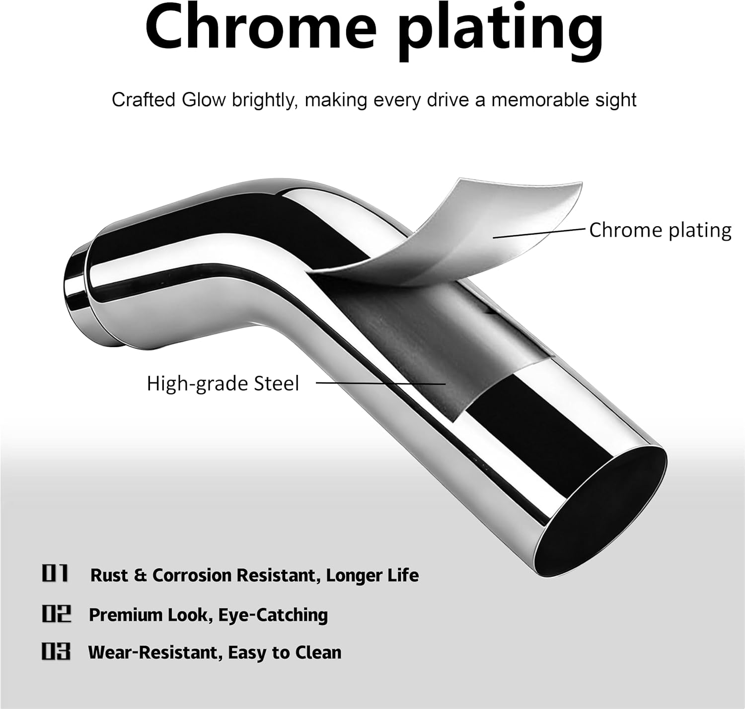 5" to 6" Exhaust Elbow with Clamp - Chrome/Black Coating Diesel Exhaust Tip, No Welding Required, Fits 5" OD Trucks, Pickups & Cars