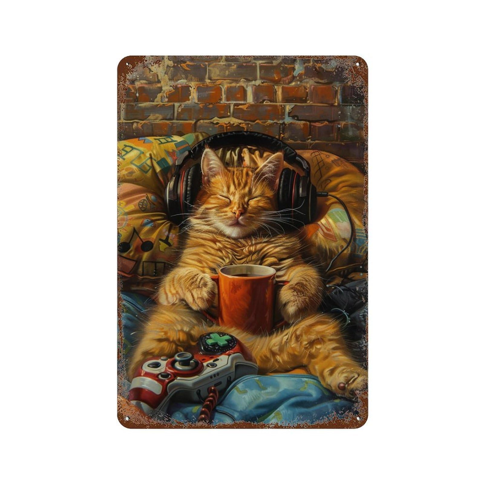 HDURYEYRYY Retro Leisure Tabby 02 Wall Retro Iron Vintage Art Metal Tin Sign Poster Modern Home Cofffee Club Art Bar Shop Decor Style 30x20cm
