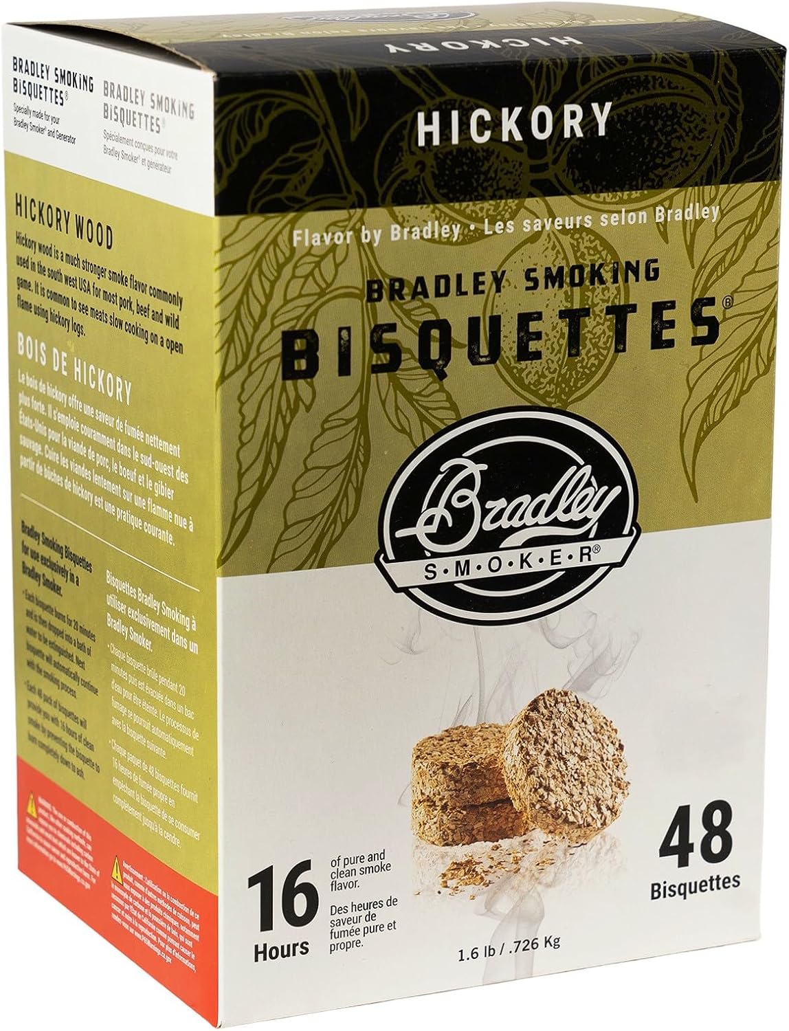 Bradley Smoker Bisquettes BTHC48 For Grilling and BBQ, Hickory, 48 Pack