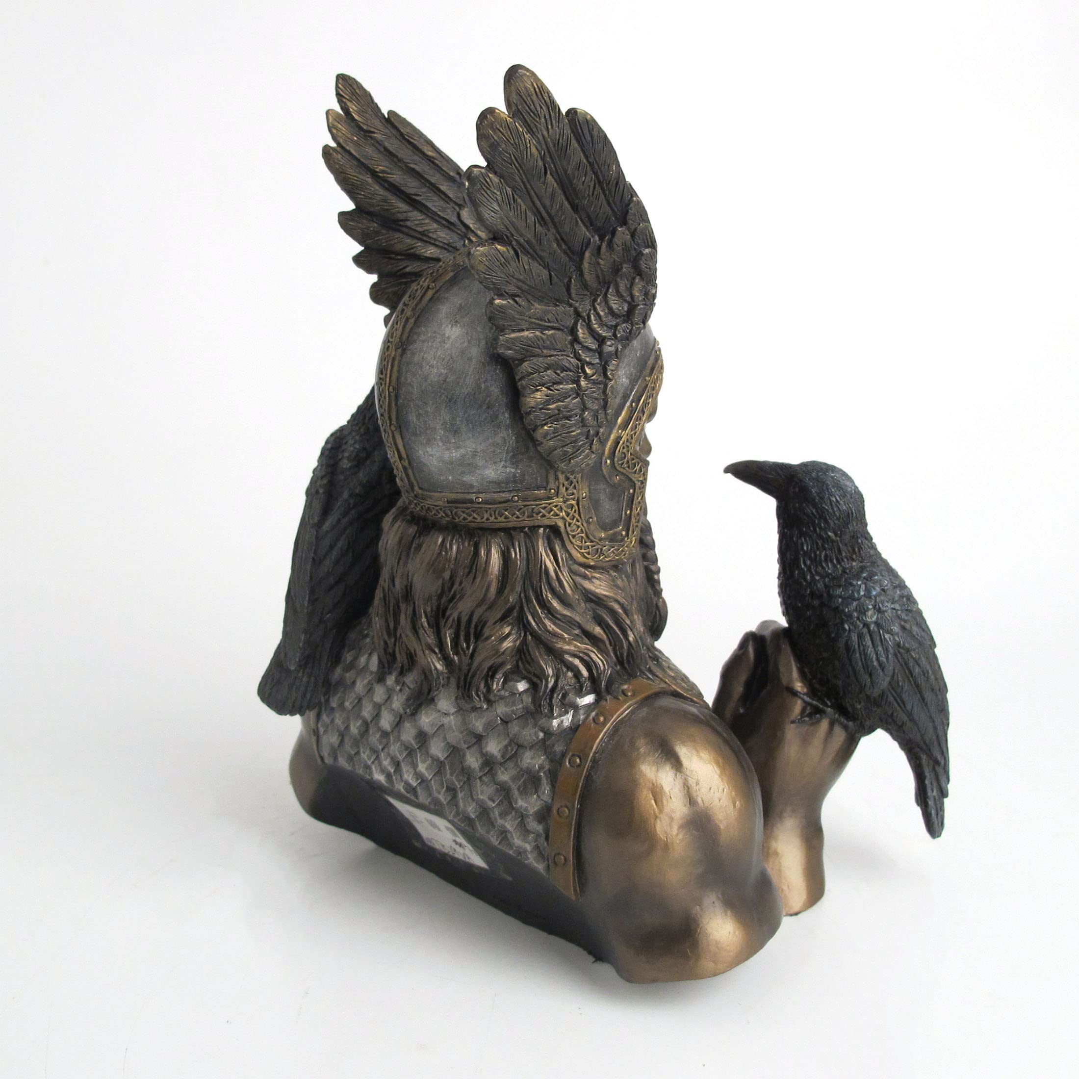 Veronese Design Żywica z brązu nordycki bóg odin popiersie dekoracja domu wiking kruk rzeźba pogańska statuetka