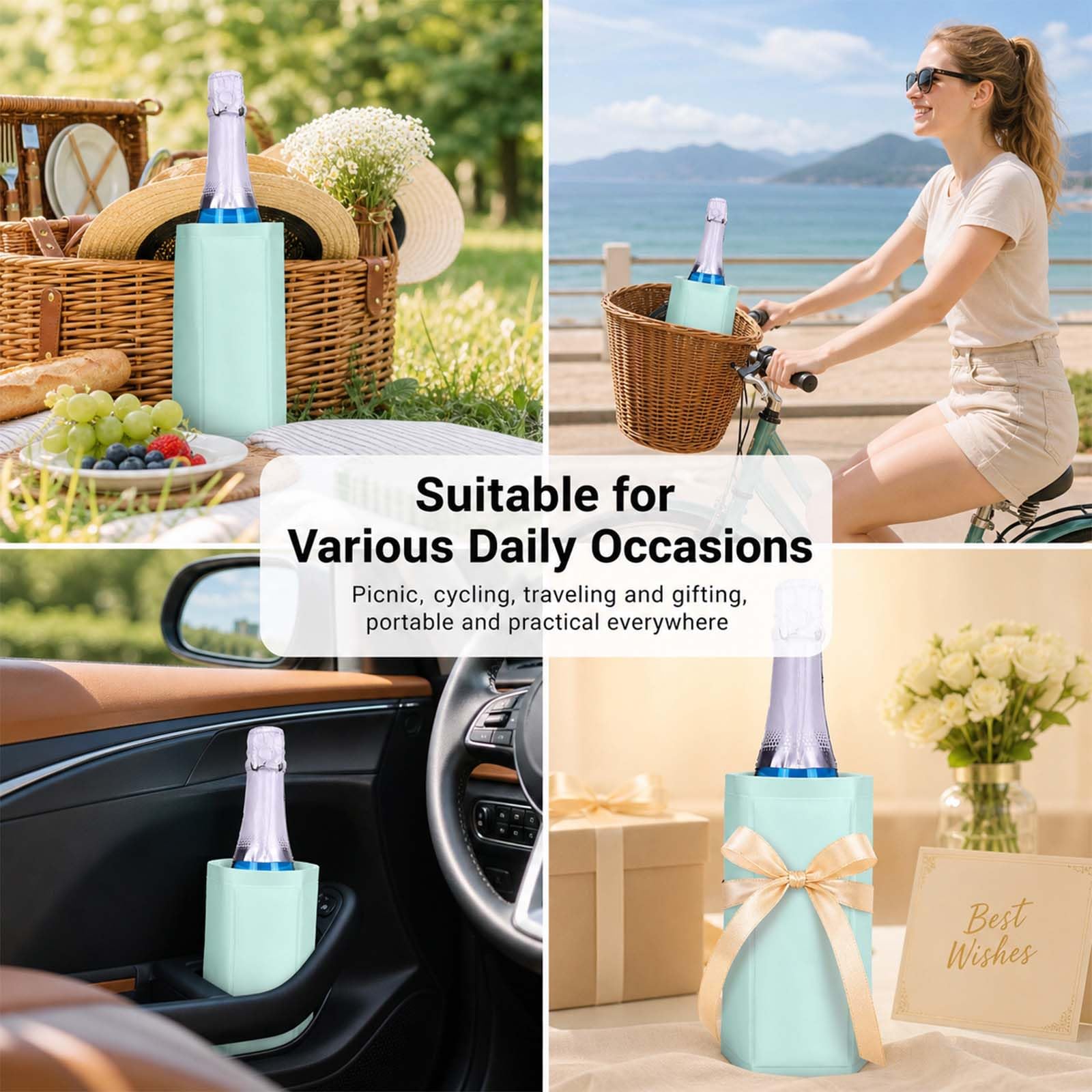 Portable Gel Wine Sleeve – No-Ice Reusable Bottle Chiller for Wine, Champagne Beer Contoured Fit for Standard 750ml Bottles Outdoor Parties, Picnics & Gifts — Amazon image 6