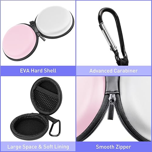 Miniatura 2 de Doohoeek Hard Carrying Bag for Pokémon GO Plus + 2023, Exact-Size Carrying Case for Pokemon Go Plus Plus with with Carabiner Clip, Pink White