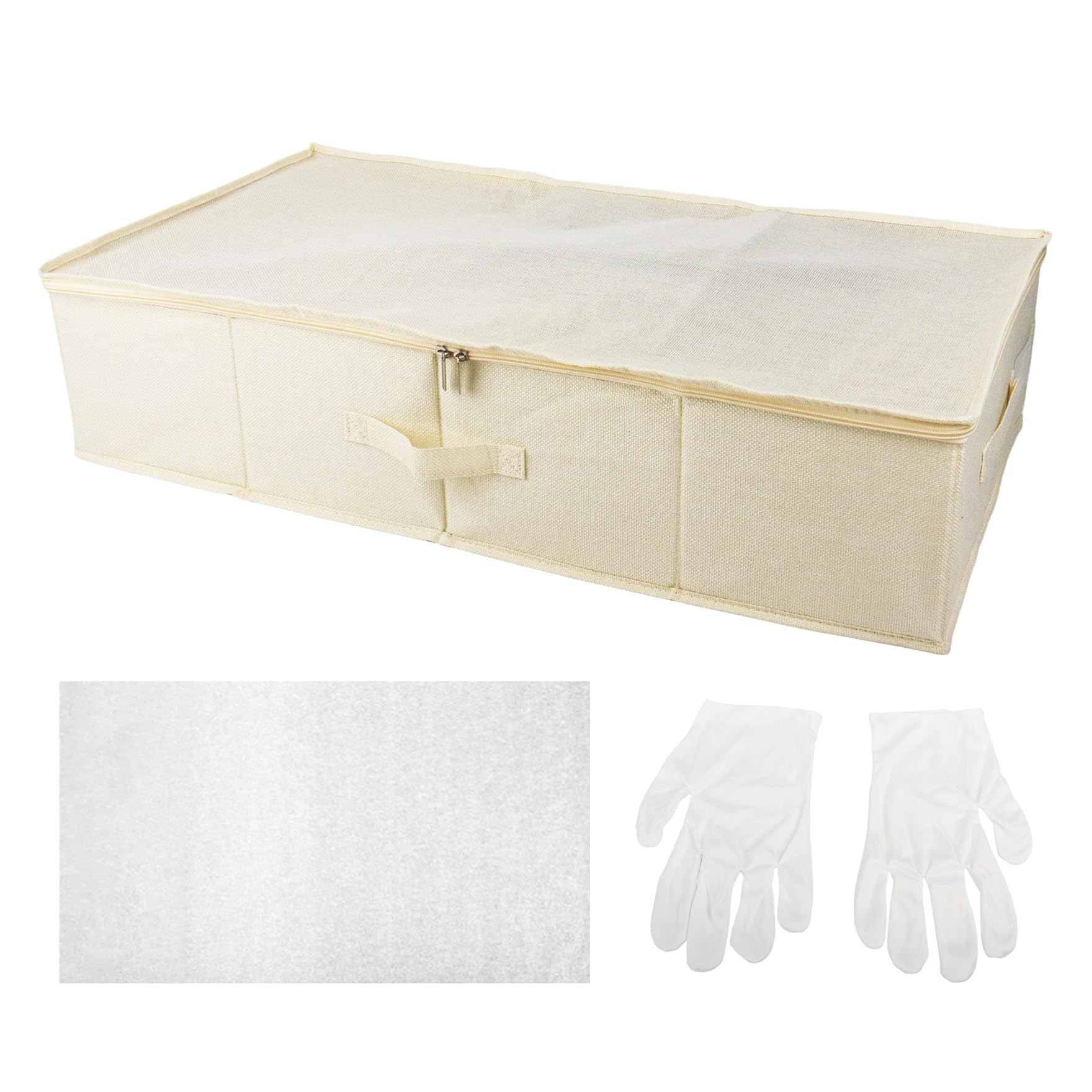 Klmnop Aufbewahrungsbox für Hochzeitskleid, große Aufbewahrungsbox, mit 40 säurefreiem Seidenpapier und 1 Paar Mikrofaser-Handschuhen zur Aufbewahrung von Hochzeitskleidern (Beige)