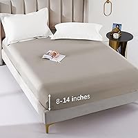 Vista 15 de Sábana bajera ajustable de lujo tamaño King, suave 100% algodón egipcio con bolsillo profundo, sin arrugas, protector de colchón elástico para hasta