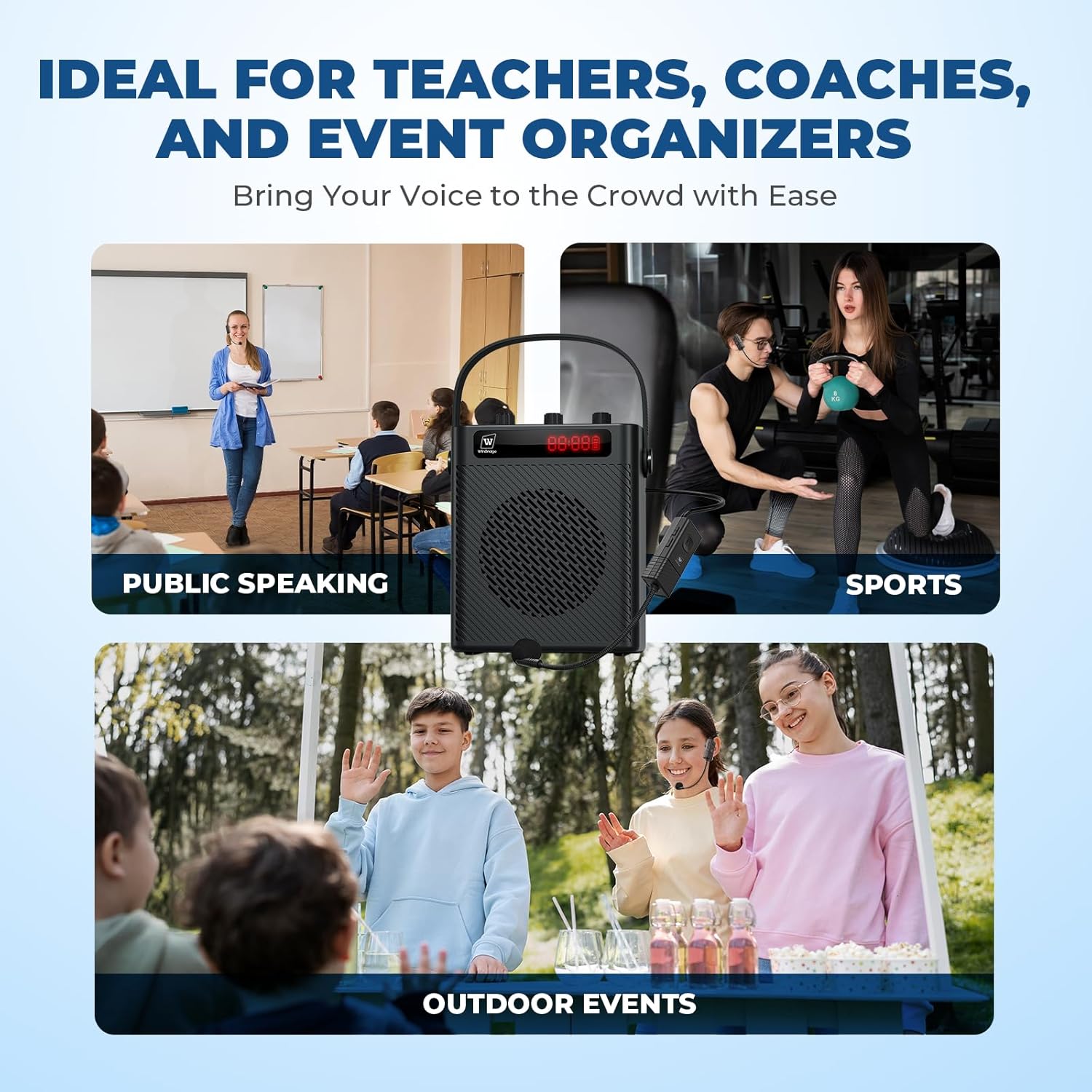 Voice Amplifier with Wireless Microphone & Speaker - Portable Bluetooth PA System, 30W Ultra-Light Rechargeable Hands-Free Megaphone for Teachers, Tour Guides & Outdoor Events - S93 8 71C5G1e41OL. AC SL1500